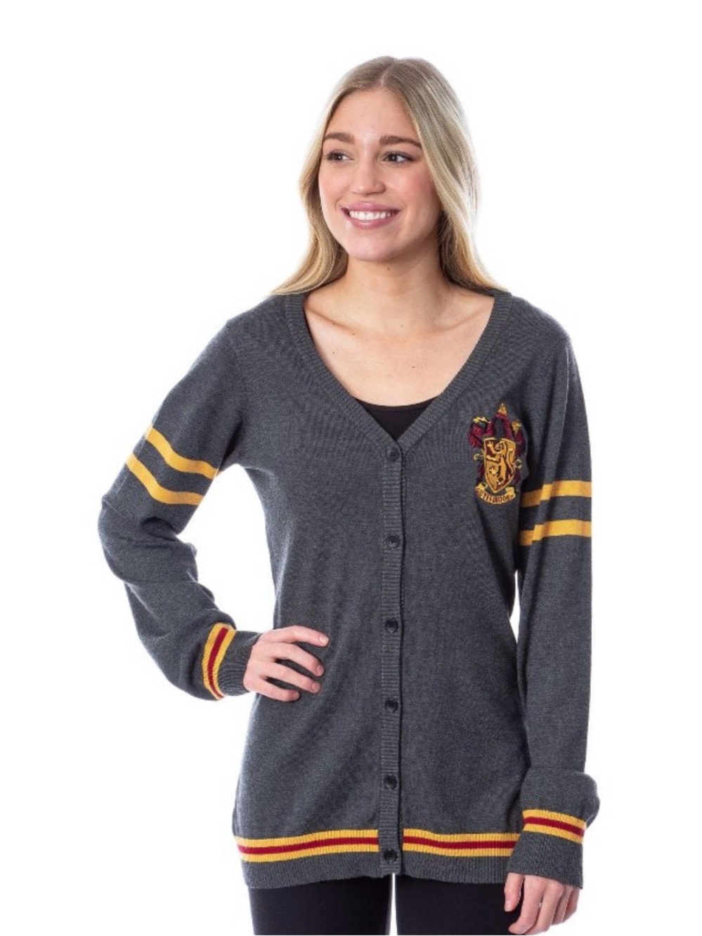 Wizarding World Harry Potter GrayButton Cardigan Sweater Gryffindor Like New 2X